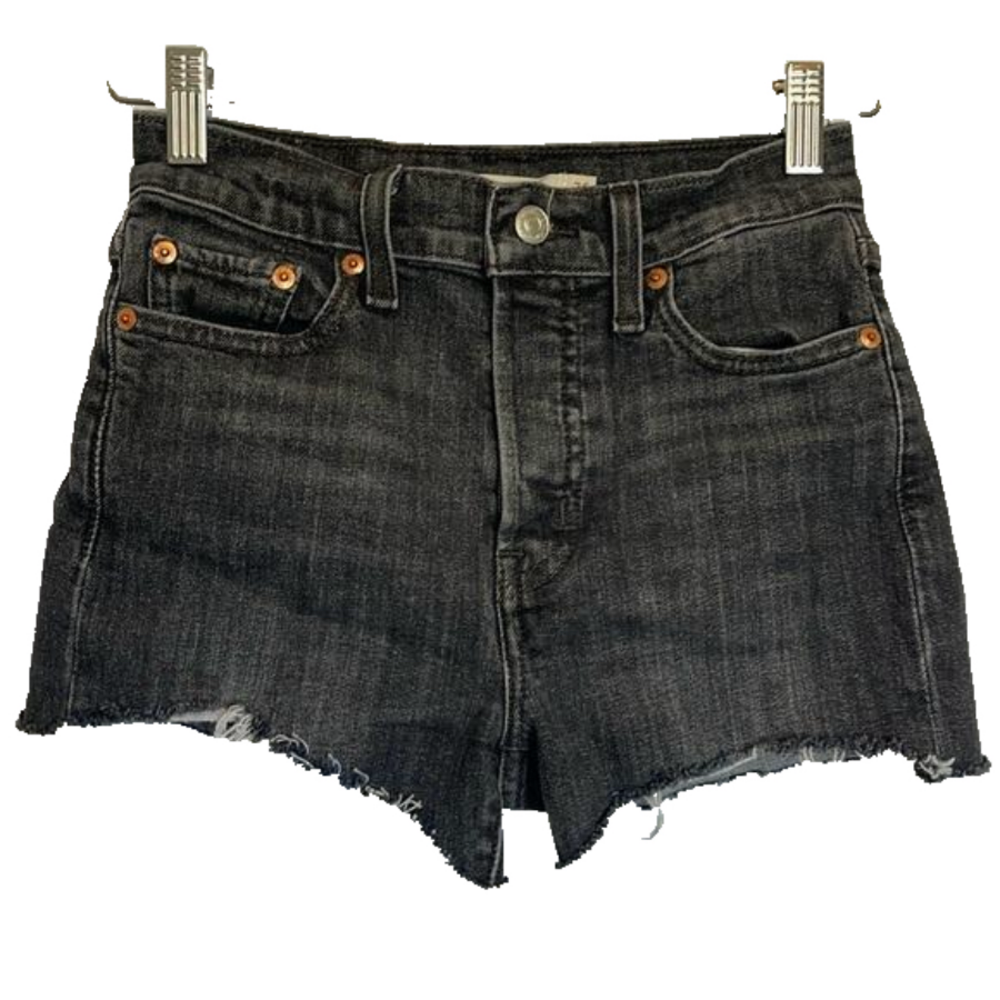 Levi's Women's Black Wedgie Skinny Button Fly Denim Shorts Size 26 Cut Off